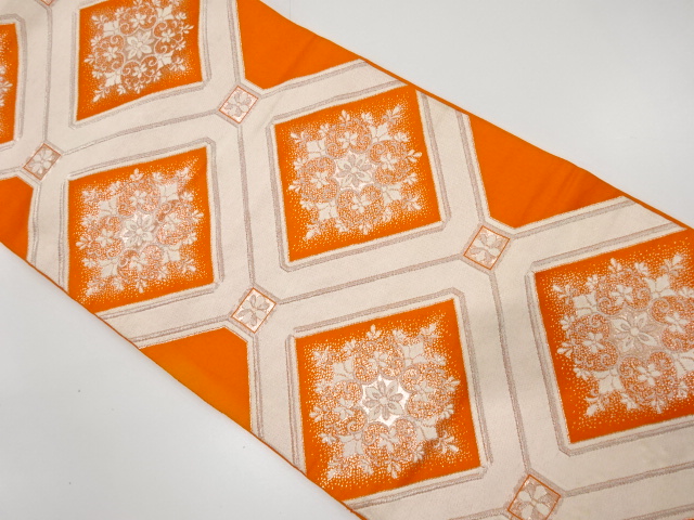 JAPANESE KIMONO / ANTIQUE FUKURO OBI / SILK / WOVEN FLORAL SHOKKOMON